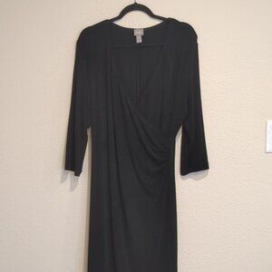 Chico's Travelers‎ Slinky Faux Wrap Black Dress Size 3